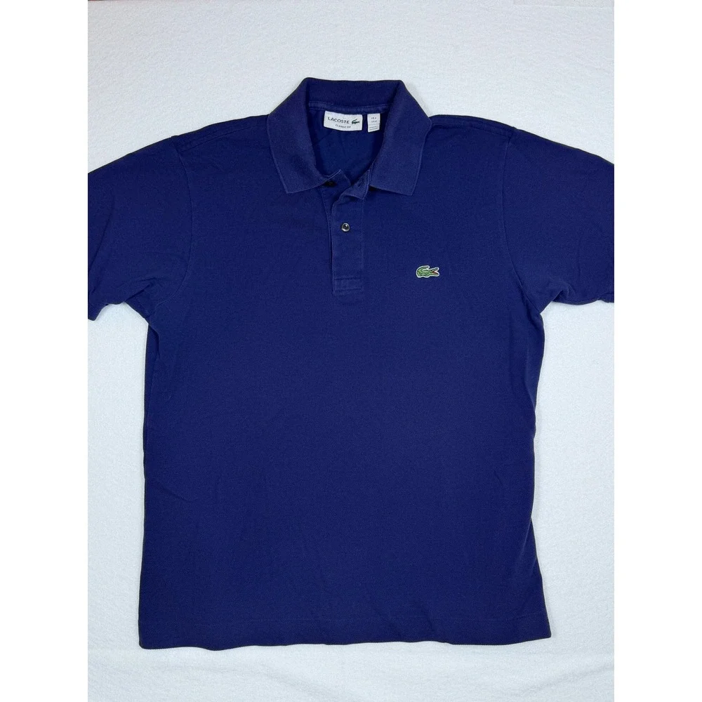 Lacoste Classic Fit Men's Polo Shirt Navy Blue Short Sleeve Embroidered Size Med